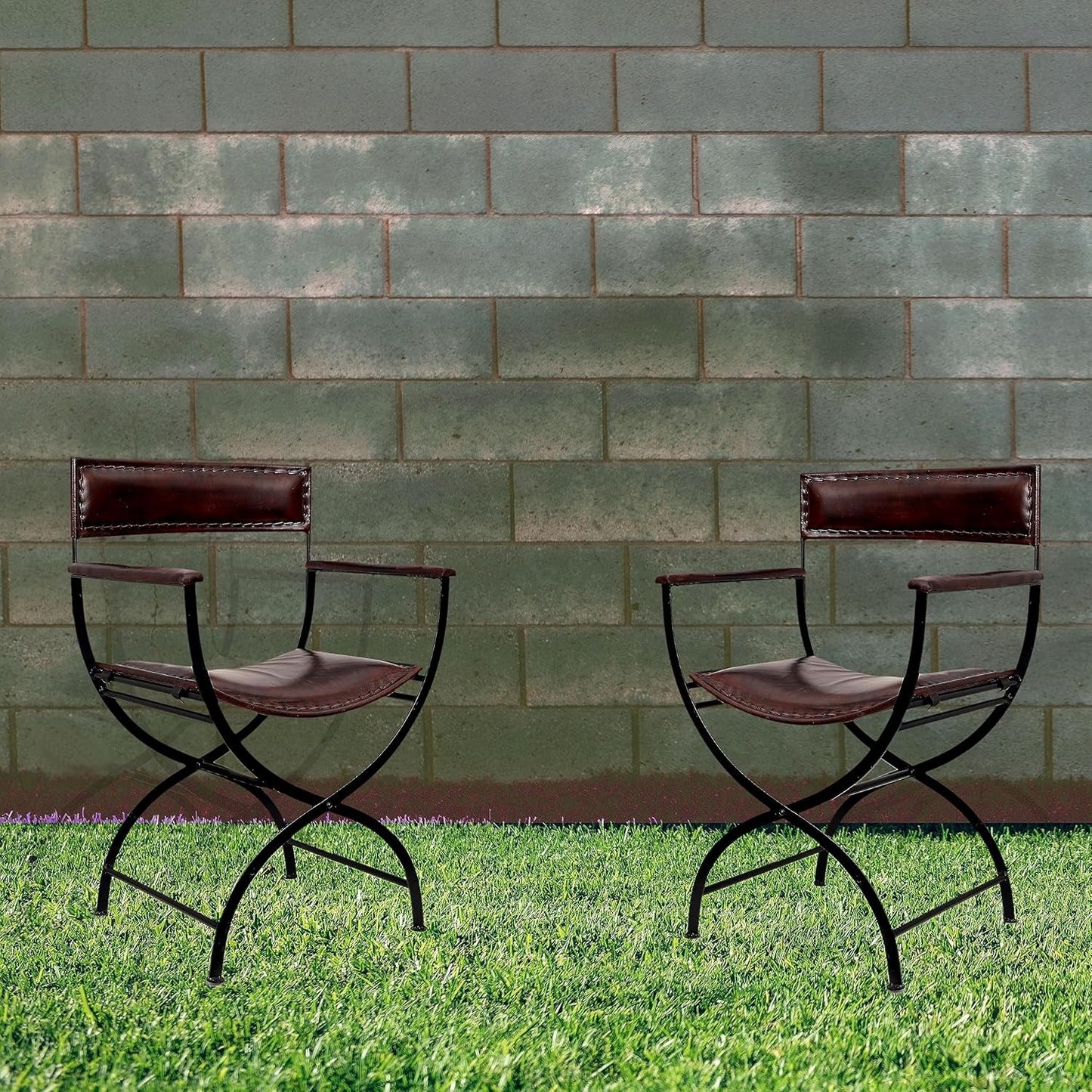 Rajeriya Mid-Century Modern Folding Chair, Comfy Leather Leisure Chair Lazy Chair with Metal Leg for Living Room Bedroom Office Apartment, Brown
