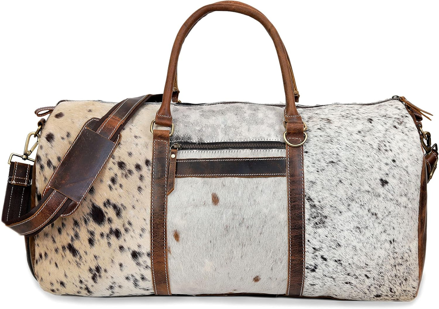 Rajeriya Cowhide Duffel Bag, Large Size, Unisex Travel Bag, Brown Leather, Shoe Duffel for Men's and Women's (Duffel Style 1)