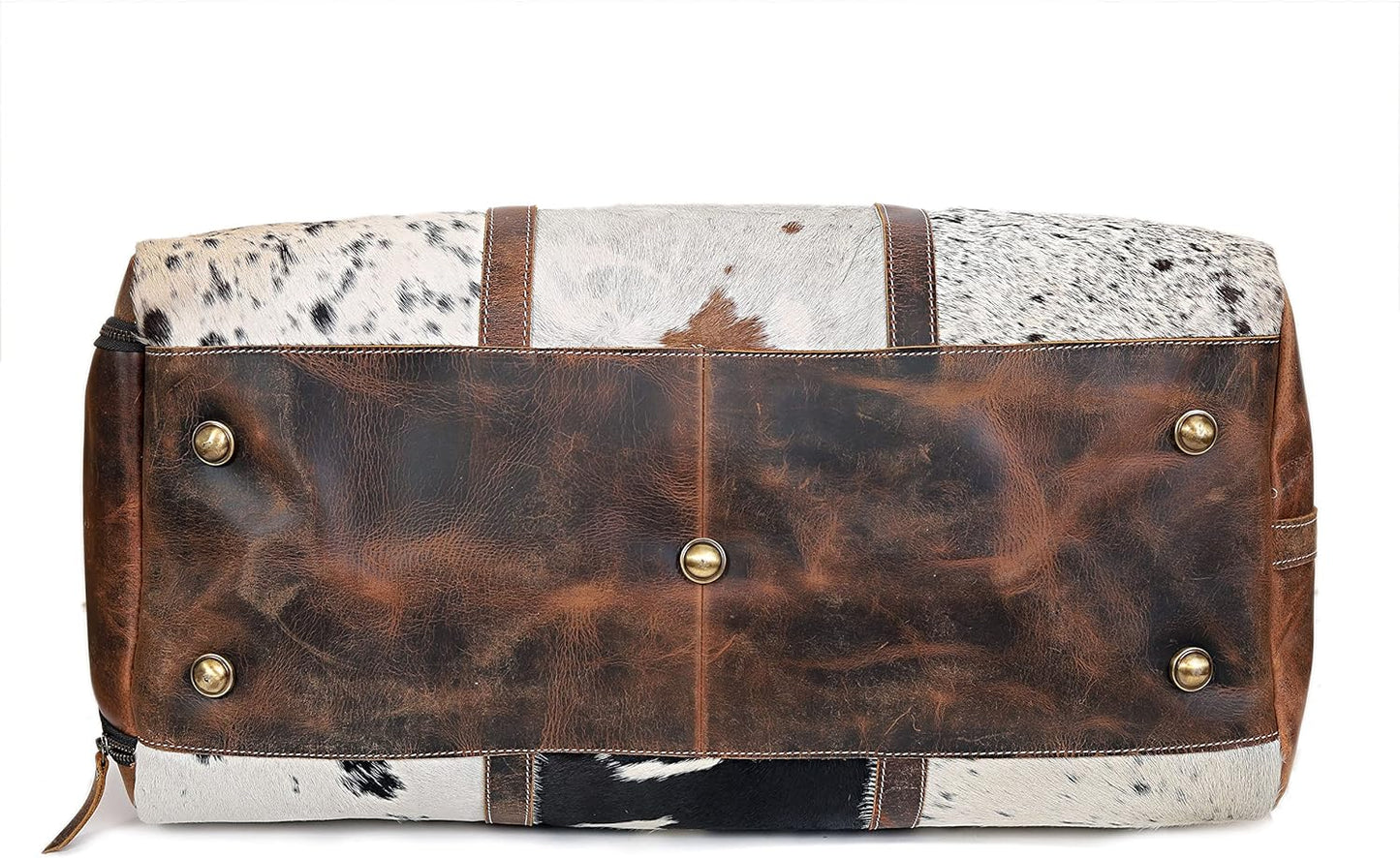 Rajeriya Cowhide Duffel Bag, Large Size, Unisex Travel Bag, Brown Leather, Shoe Duffel for Men's and Women's (Duffel Style 1)