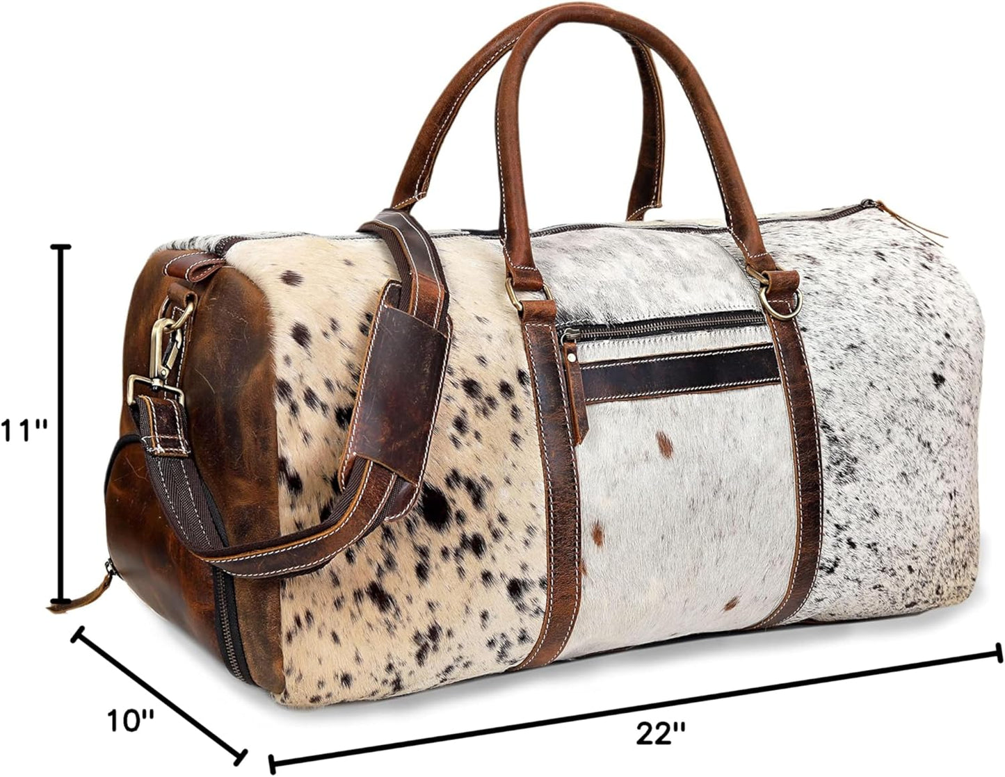 Rajeriya Cowhide Duffel Bag, Large Size, Unisex Travel Bag, Brown Leather, Shoe Duffel for Men's and Women's (Duffel Style 1)