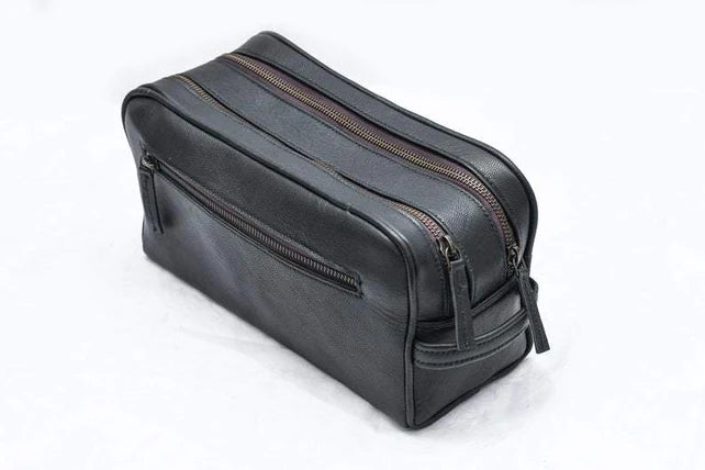 Dual Chamber Grooming Travel Bag - Black, Shaving Kit, Unisex Toiletry Bag