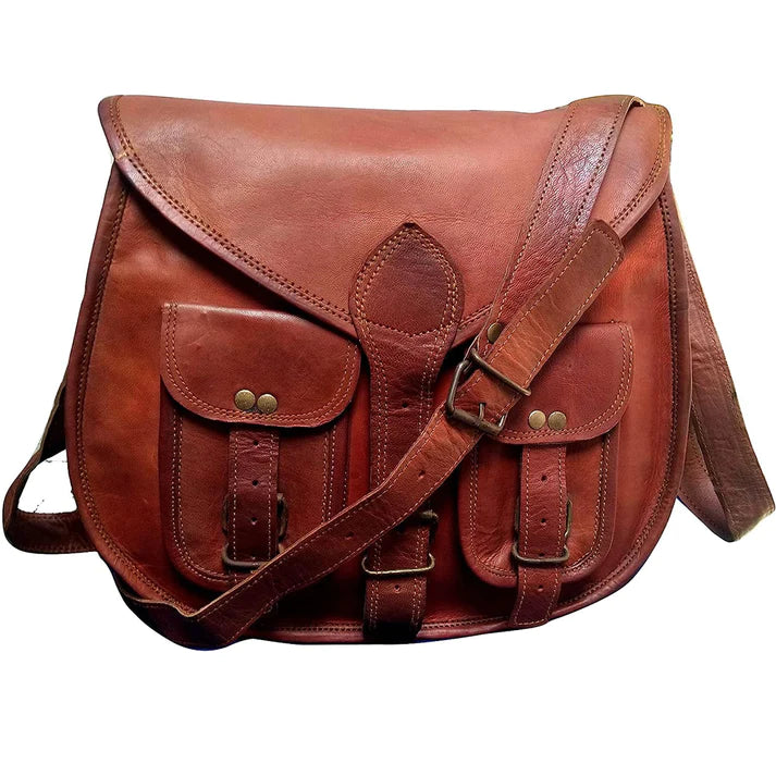 10X13 Inch Leather crossbody bags Purse Women Shoulder Bag Satchel Ladies Tote Saddle Travel Purse full grain Leather (Tan Brown)