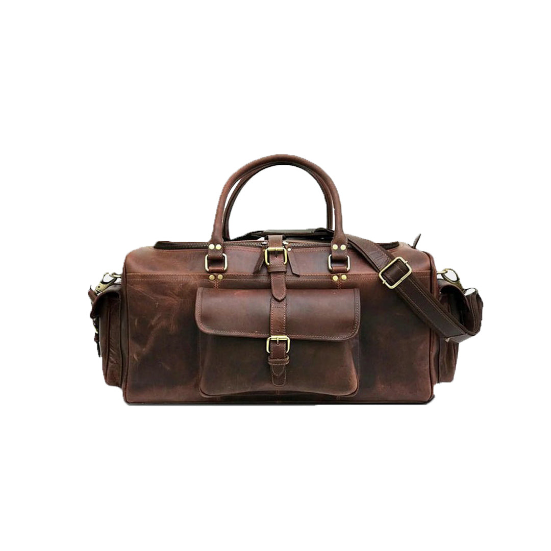 Full Grain Buffalo Leather Duffle Travel Bag Unisex Leather Bag