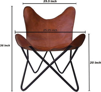 Leather Butterfly Chair Brown (Butterfly Chair Cover with Stand)