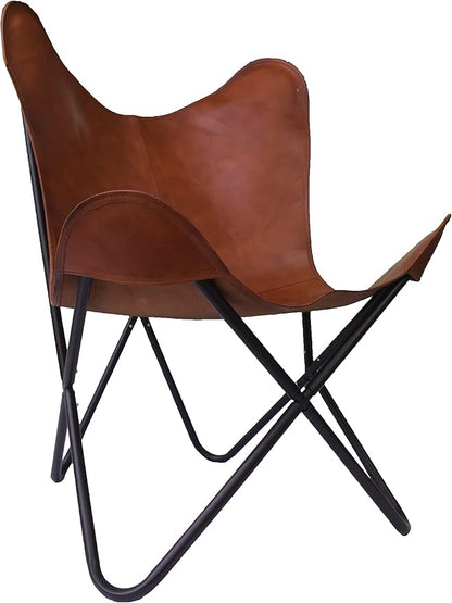 Leather Butterfly Chair Brown (Butterfly Chair Cover with Stand)