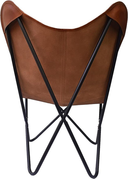 Leather Butterfly Chair Brown (Butterfly Chair Cover with Stand)