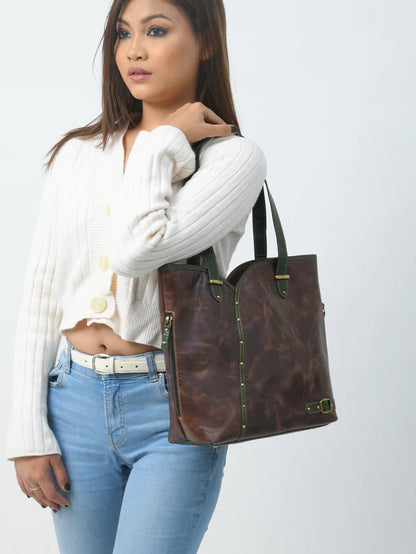 Riley Classic Brown Carryall Leather Tote Bag