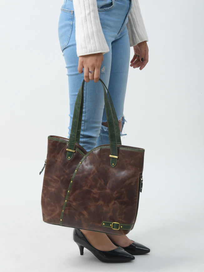 Riley Classic Brown Carryall Leather Tote Bag