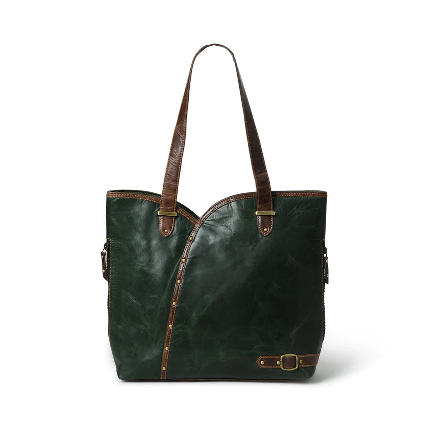 Riley Classic Green Carryall Leather Tote Bag