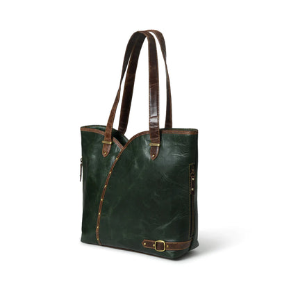 Riley Classic Green Carryall Leather Tote Bag