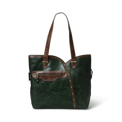 Riley Classic Green Carryall Leather Tote Bag