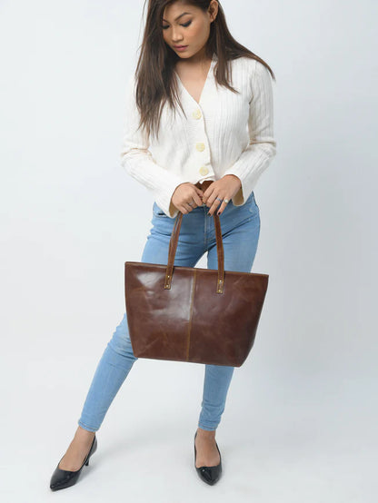 The Kim Tote Bag - Dark Brown