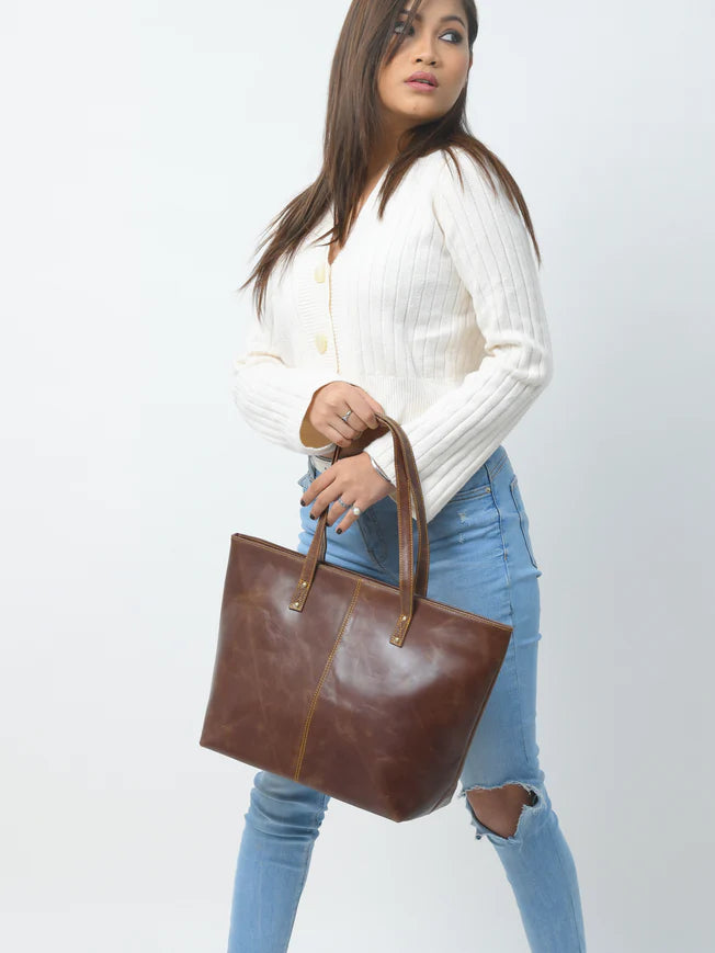 The Kim Tote Bag - Dark Brown