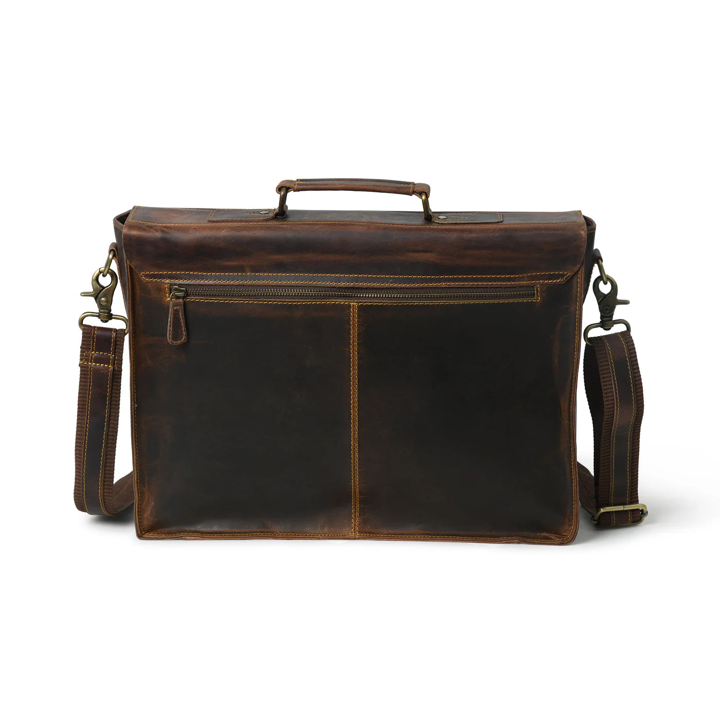Rajeriya Leather Messenger Bag 18 Inch Laptop Bag for Men & Women, Retro Buffalo Hunter Leather Briefcase, Durable Office & College Use, Rich Brown