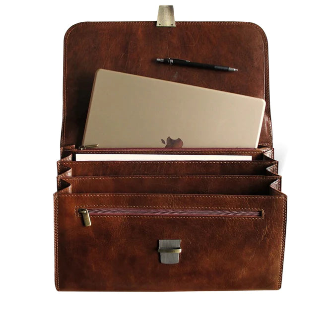 Premium Leather Hopkins Attache Case Leather messenger bag