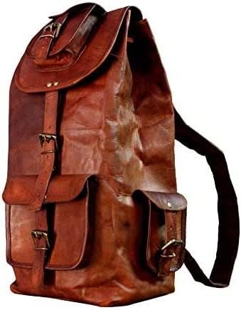 Rustic Vintage Leather Backpack Travel Rucksack knapsack Daypack Bag for Men Women Brown