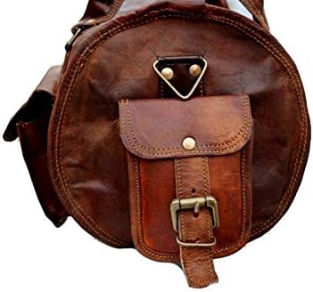 Leather Genuine Vintage Men’s Duffel Sports Gym, Travel, Carry-on Luggage Bag, Rich Brown