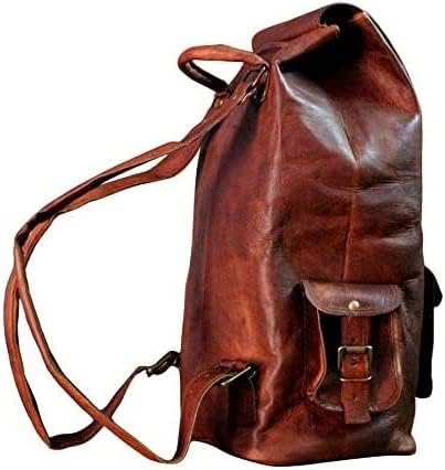 Rustic Vintage Leather Backpack Travel Rucksack knapsack Daypack Bag for Men Women Brown