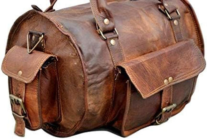 Leather Genuine Vintage Men’s Duffel Sports Gym, Travel, Carry-on Luggage Bag, Rich Brown