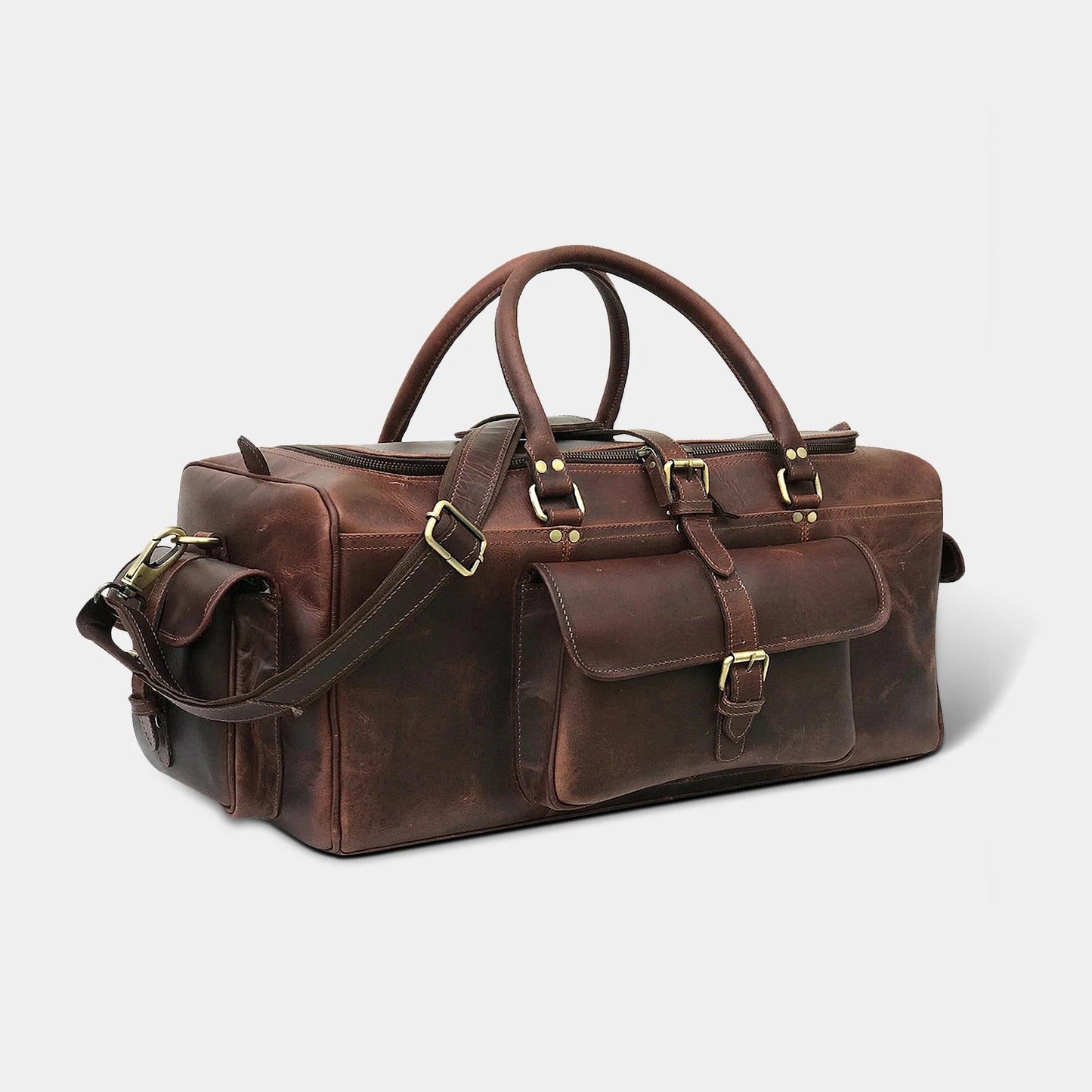 Full Grain Buffalo Leather Duffle Travel Bag Unisex Leather Bag