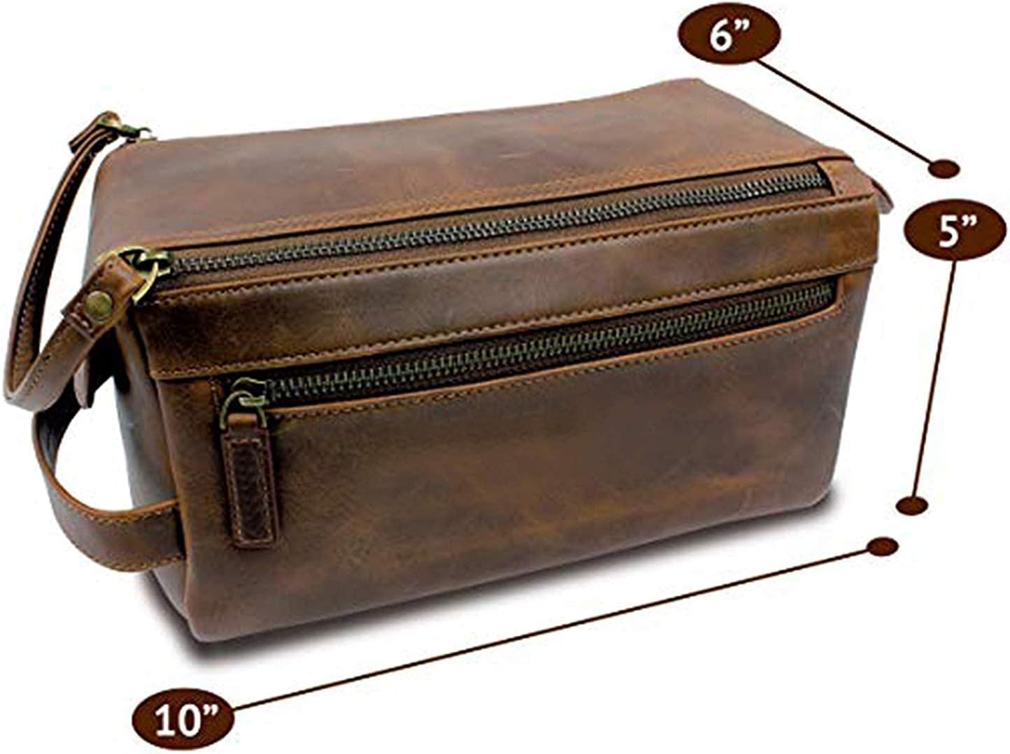 Men's Toiletry Bag, Travel Toiletry Bag for Men, Large Leather Dope Kit for Men, Shaving Bag for Travel Accessories, Large Men's Toiletries Bathroom Organizer, Shaving kit, Dopp kit(Brown)