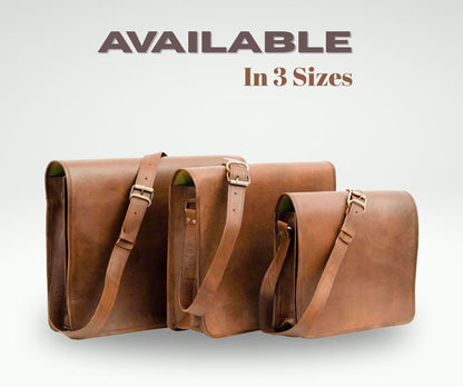 RAJERIYA Leather Laptop Messenger Bag for Men – Full Grain Leather Brown Briefcase Satchel for Work, Office & Travel