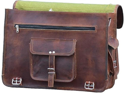 Vintage Computer Leather Laptop Messenger Bags for Men Leather Briefcase Shoulder Bag Men & Women