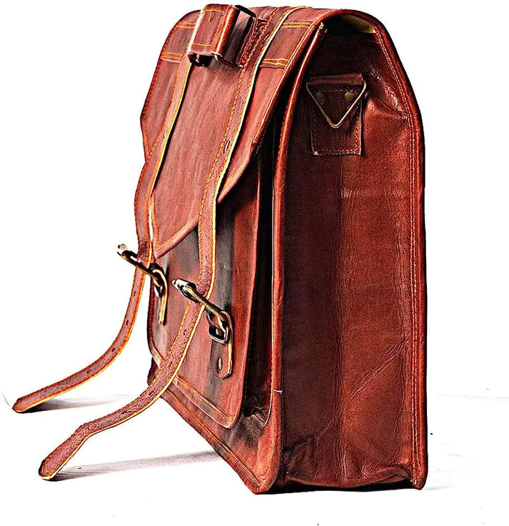 Handmade Leather Messenger Laptop Computer Satchel Distressed Bag (13" X 18") Stylish Backpack and Briefcase Bag for Men