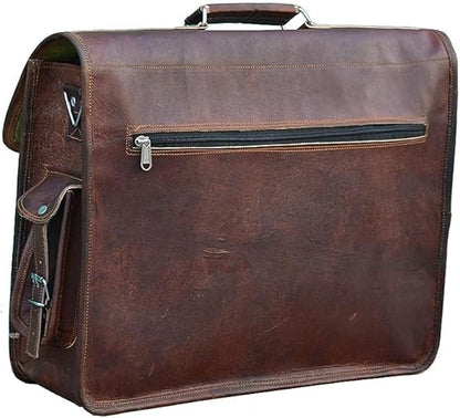 Vintage Computer Leather Laptop Messenger Bags for Men Leather Briefcase Shoulder Bag Men & Women