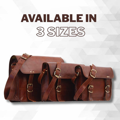 Rajeriya Leather Messenger Bag 10 Inch Vintage Satchel Crossbody for Men & Women, Compact Office & Travel Shoulder Bag, Brown
