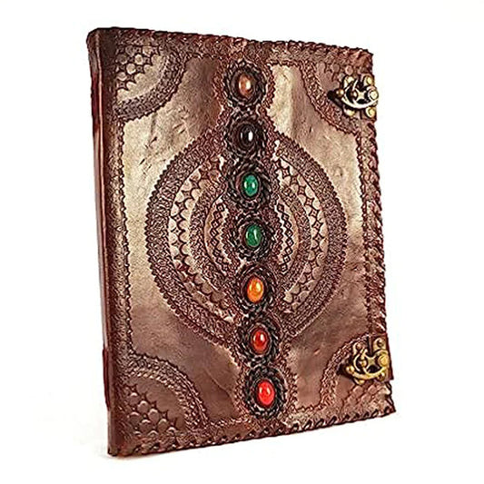 Leather Journal Book 10 x 13 Inches Seven Chakra Medieval Stone Embossed Handmade Book of Shadows Notebook Office Diary College Book Poetry Book Sketch Book Office Product