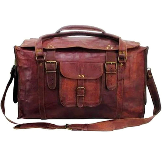 Retro Style Carry on Luggage Flap Distressed Leather Duffel Bag for Men and Women