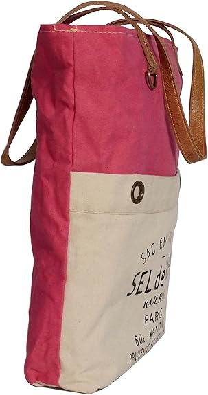 Bags SEL de MER Upcycled Large Canvas shoulder Bag for women canvas tote boho handbag