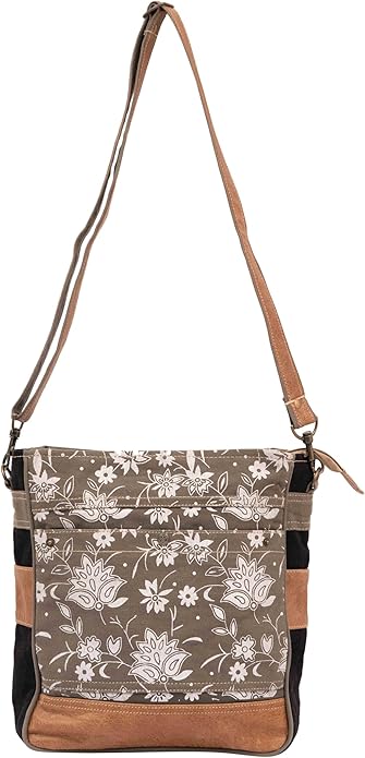 Bags SEL de MER Upcycled Blossom Print Canvas & Leather Shoulder Bag, Canvas Crossbody Bags for Women