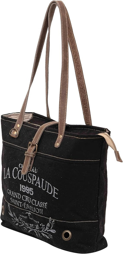 La Couspaude Upcycled Canvas Hand Bag Upcycled Canvas & Cowhide Tote Bag Radiant Upcycled Canvas Leather Bag