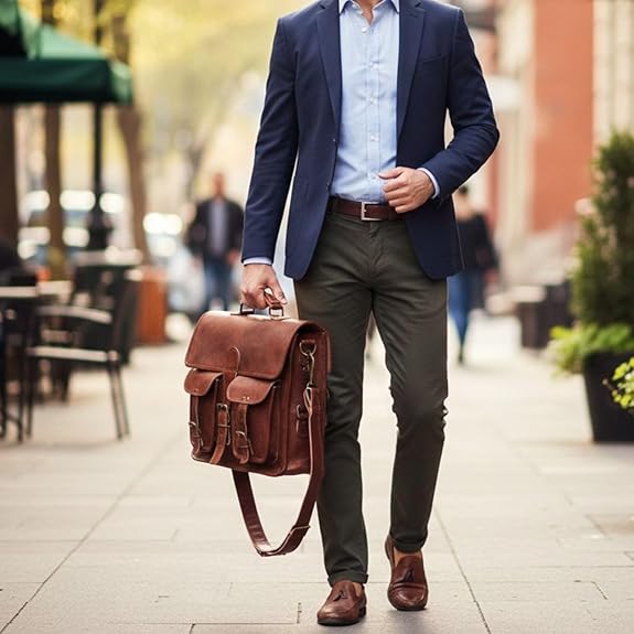 RAJERIYA | Distressed Leather Messenger Bag 18 Inch Vintage Laptop Briefcase Crossbody Shoulder Satchel for Men – Brown