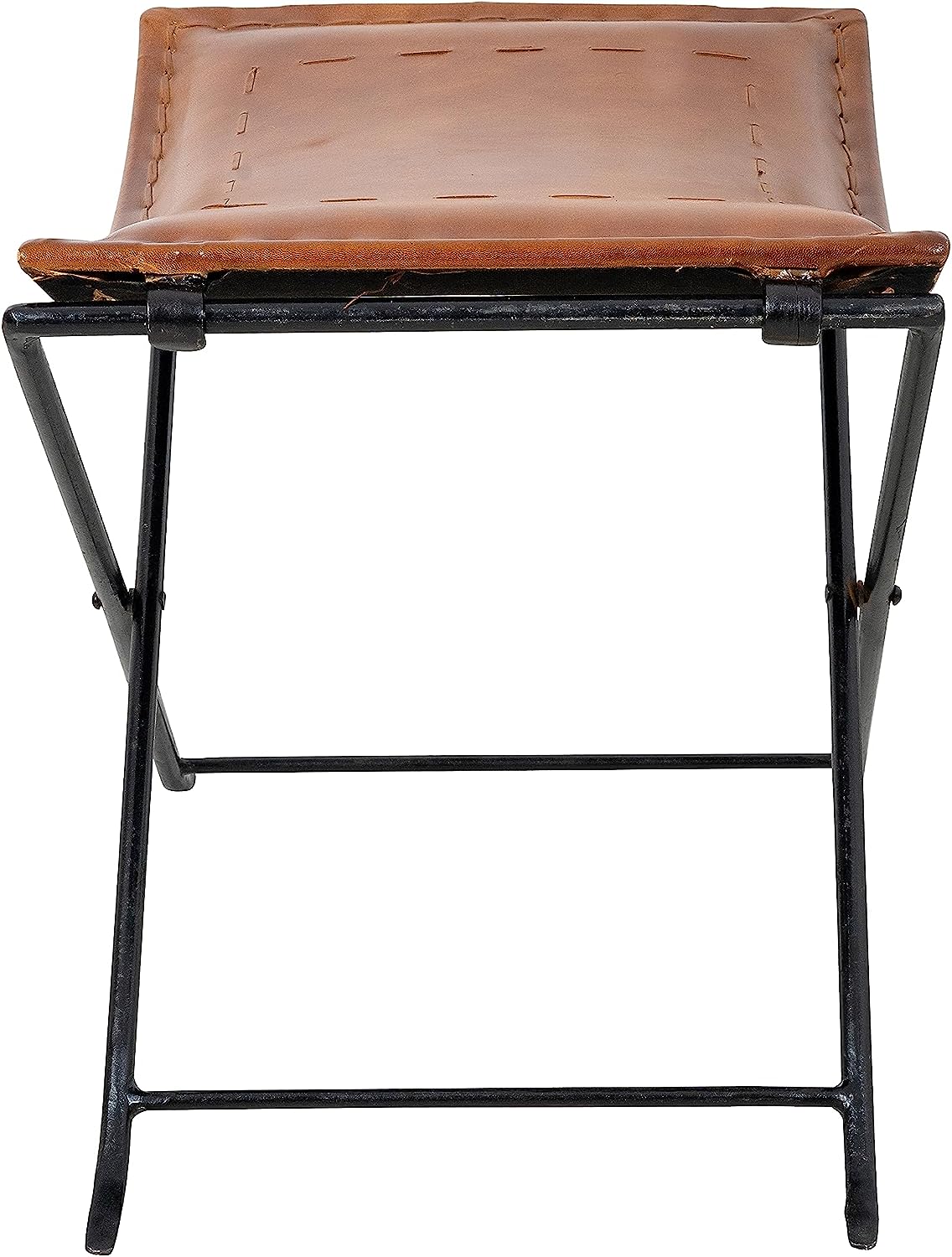 Shy Shy Leather Classical Side Stich Stool Bench (Brown)