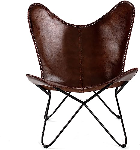 Butterfly Chair Brown Leather Butterfly Chair Handmade  (Butterfly Chair Cover)