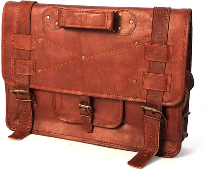 Handmade Leather Messenger Laptop Computer Satchel Distressed Bag (13" X 18") Stylish Backpack and Briefcase Bag for Men