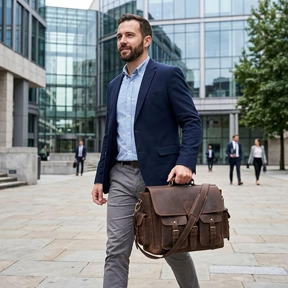 RAJERIYA | Retro Buffalo Hunter Leather Messenger Bag 16 Inch – Laptop Briefcase for Office & College (Fits up to 15.6 Inch) Dark Coffee