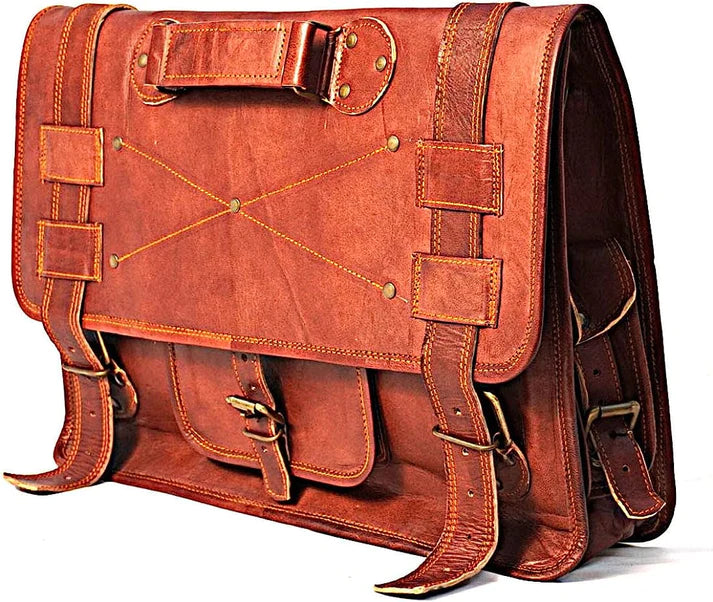 Handmade Leather Messenger Laptop Computer Satchel Distressed Bag (13" X 18") Stylish Backpack and Briefcase Bag for Men