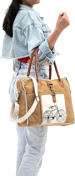 Bicycle Upcycled Canvas Hand Bag, Tote Shoulder Bag for Women, Boho Bag for Women, Canvas Weekend Bags for Women