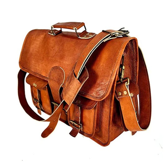 Handmade Leather Messenger Laptop Computer Satchel Distressed Bag (13" X 18") Stylish Backpack and Briefcase Bag for Men