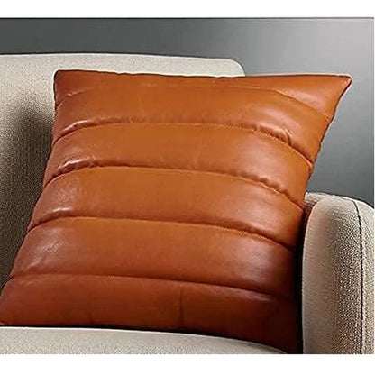 Leather Pillow/Cover – 15x15 Sofa Cushion Case - Decorative Throw Covers for Living Room & Bedroom – Modern Solid Decorative Square Pillow – Hand Stitched Leather Couch & Cases