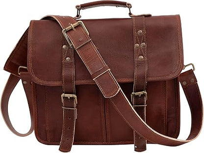 13 Inch Leather Vintage Cross-body Messenger Satchel Bag for Men and Women