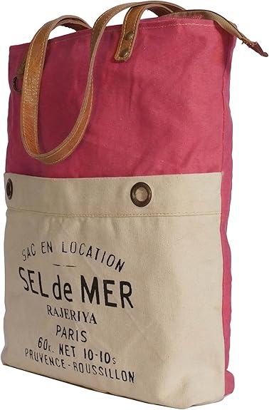 Bags SEL de MER Upcycled Large Canvas shoulder Bag for women canvas tote boho handbag