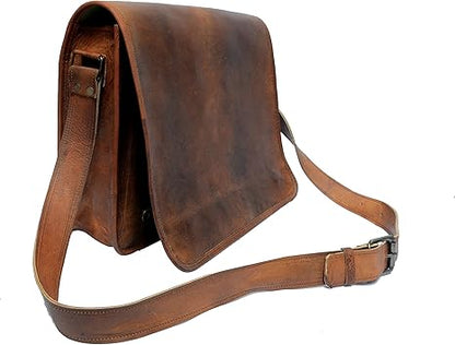 13inch Leather Real Messenger bag for Laptop Briefcase Satchel Men and Women