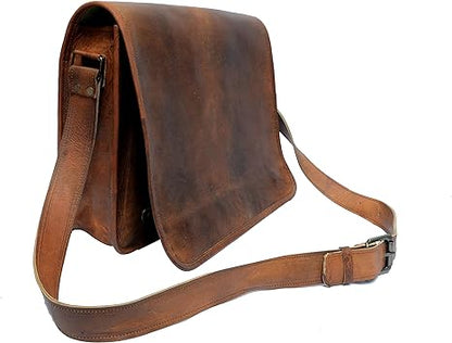 18 inch Leather Real Messenger bag for Laptop Briefcase Satchel Men and Women (18 Inch Large)