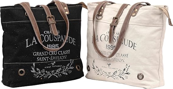 La Couspaude Upcycled Canvas Hand Bag Upcycled Canvas & Cowhide Tote Bag Radiant Upcycled Canvas Leather Bag