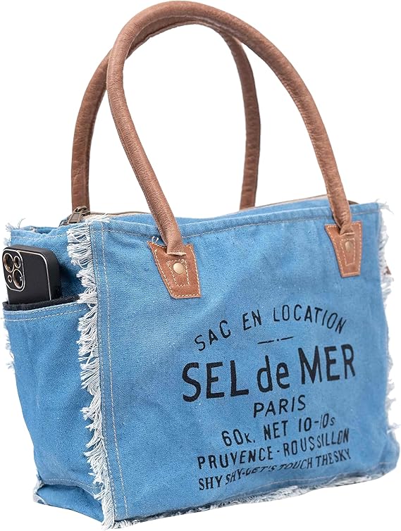 Bags Sel De Mer Upcycled Canvas Hand Bag Upcycled Canvas & Cowhide Tote Bag Radiant Upcycled Leather Bag